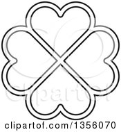Clipart Of A Black And White Flower Made Of Heart Shaped Petals Royalty Free Vector Illustration