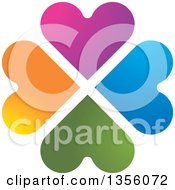 Poster, Art Print Of Flower Made Of Colorful Heart Shaped Petals