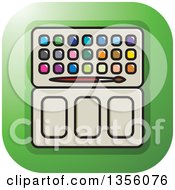 Clipart Of A Green Square Paint Palette Icon With Rounded Corners Royalty Free Vector Illustration by Lal Perera