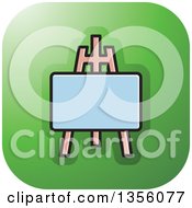 Clipart Of A Green Square Canvas And Easel Art Icon With Rounded Corners Royalty Free Vector Illustration by Lal Perera