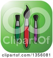 Poster, Art Print Of Green Square Paintbrush Art Icon With Rounded Corners