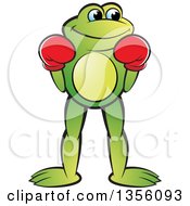Poster, Art Print Of Cartoon Green Frog Boxer