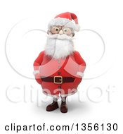 Poster, Art Print Of 3d Christmas Santa Claus Wearing Glasses On A White Background