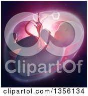 Poster, Art Print Of 3d Human Fetus Inside The Womb With Pink Lighting