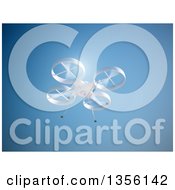 Clipart Of A 3d RC Quadcopter Drone Flying Against Blue Sky Royalty Free Illustration