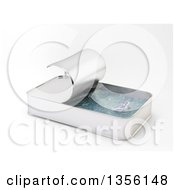 Poster, Art Print Of 3d Overfishing Concept Of A Fish And Ocean Inside A Can On A White Background
