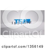 Poster, Art Print Of 3d Group Of Business Men Around The Word Team On Gray