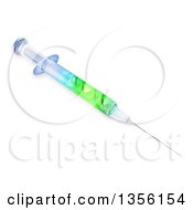 3d Vaccine Syringe With Gene Therapy Dna Strands Inside On A White Background