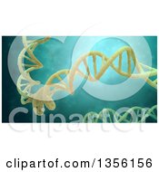 Poster, Art Print Of 3d Yellow Dna Strand Floating In Liquid