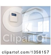Clipart Of A 3d Smart Home Thermostat Royalty Free Illustration