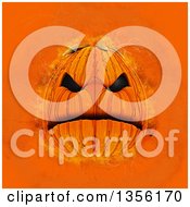 Clipart Of A Grunge Painted Mad Halloween Jackolantern Pumpkin On Orange Royalty Free Illustration