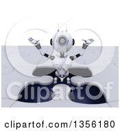 Poster, Art Print Of 3d Futuristic Robot Popping Out Of A Giant Jigsaw Puzzle On A Shaded White Background