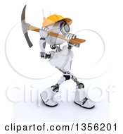 Clipart Of A 3d Futuristic Robot Construction Worker Contractor Using A Pickaxe On A Shaded White Background Royalty Free Illustration by KJ Pargeter
