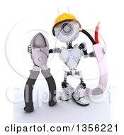 Poster, Art Print Of 3d Futuristic Robot Construction Worker Contractor With Cables And Pliers On A Shaded White Background