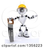 Poster, Art Print Of 3d Futuristic Robot Construction Worker Contractor With A Saw On A Shaded White Background