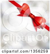 Poster, Art Print Of 3d Shiny Red Gift Ribbon Over Silver Flares