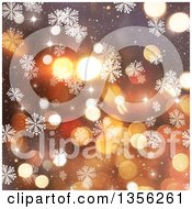 Poster, Art Print Of Snowflake Winter Or Christmas Background With Flares