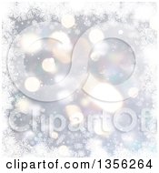 Poster, Art Print Of Silver Snowflake Winter Or Christmas Background With Flares And Stars