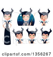 Clipart Of A Maleficent Witch In Different Poses Royalty Free Vector Illustration by Melisende Vector