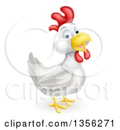 Poster, Art Print Of Happy White Chicken Or Rooster