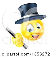 Poster, Art Print Of 3d Yellow Male Smiley Emoji Emoticon Magician Holding A Wand
