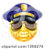 Poster, Art Print Of 3d Yellow Male Smiley Emoji Emoticon Face Police Officer Wearing Sunglasses