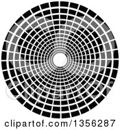 Poster, Art Print Of Black And White Circle Vortex Tunnel Or Circle