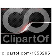 Clipart Of A Perforated Metal Background With Flares Red Gray And Black Lines Royalty Free Vector Illustration