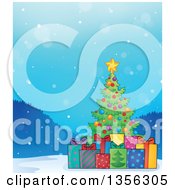 Poster, Art Print Of Christmas Tree With Gifts In The Snow