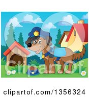 Poster, Art Print Of Cartoon Police Dog In A Yard