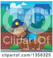 Cartoon Police Dog In A City