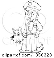 Cartoon Black And White Male Police Officer