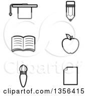 Poster, Art Print Of Black And White Lineart Educational Icons