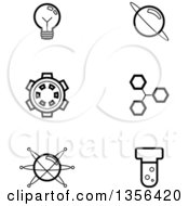 Poster, Art Print Of Black And White Lineart Science Icons