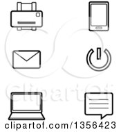 Poster, Art Print Of Black And White Lineart Computer Technology Icons