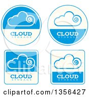 Blue And Beige Cloud Storage Computing Icons