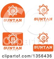 White And Orange Suntan Lotion Icons