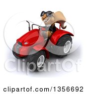 Clipart Of A 3d Business Squirrel Wearing Sunglasses And Operating An Orange Tractor On A White Background Royalty Free Illustration