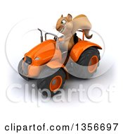 Clipart Of A 3d Squirrel Operating An Orange Tractor On A White Background Royalty Free Illustration