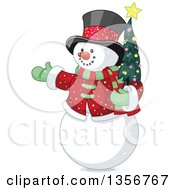 Poster, Art Print Of Presenting Snowman Holding A Small Christmas Tree