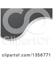 Perforated Metal And White Background Divided By A Silver Wave