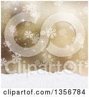 Poster, Art Print Of Gold Snowflake Winter Christmas Background With Shining Stars