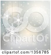 Poster, Art Print Of Suspended Snowflakes Over A Flare Star And Snowflake Background