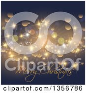 Clipart Of A Merry Christmas Greeting Over Bokeh Flares And Sparkles Royalty Free Vector Illustration
