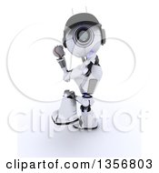 Poster, Art Print Of 3d Futuristic Robot Throwing A Baseball On A Shaded White Background