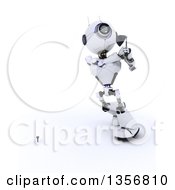Clipart Of A 3d Futuristic Robot Golfing On A Shaded White Background Royalty Free Illustration by KJ Pargeter
