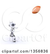 Clipart Of A 3d Futuristic Robot Playing American Football On A Shaded White Background Royalty Free Illustration