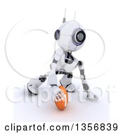 Poster, Art Print Of 3d Futuristic Robot Playing American Football On A Shaded White Background