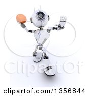 Clipart Of A 3d Futuristic Robot Playing American Football On A Shaded White Background Royalty Free Illustration by KJ Pargeter