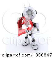 Poster, Art Print Of 3d Futuristic Robot Holding A Red Heart On A Shaded White Background
